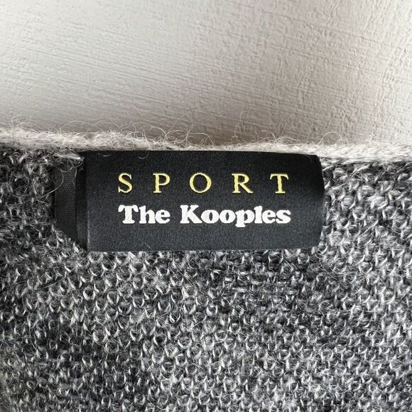 The Kooples Cardigan M Womens Gray Black Animal Print Mohair Wool Pockets Hooded - Picture 5 of 11